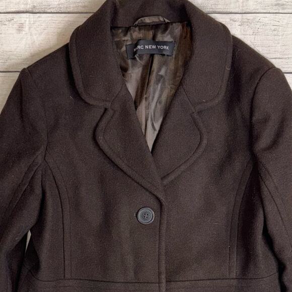 Marc New York Women's Dark Brown Cashmere Blend Mid-Length Winter Coat Size 8 - Picture 5 of 12